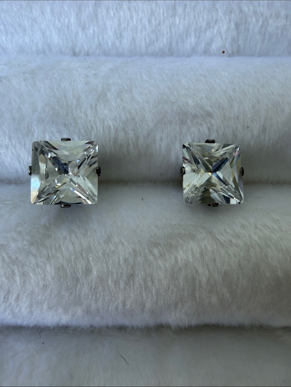 4CTW Solid 925 Sterling Silver Princess Cut CZ Stud Earrings